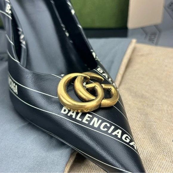 RARE! Sale! Gucci x Balenciaga Leather Heels NEW IN BOX WITH SHOE BAGS - Picture 7 of 12